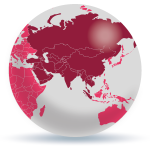 Asia on globe