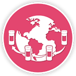 Vials going around a globe