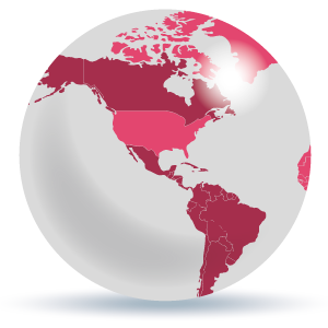 America on globe