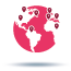 Icône globe terrestre avec marqueurs