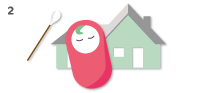 Swab and baby with house