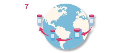 World map with vials